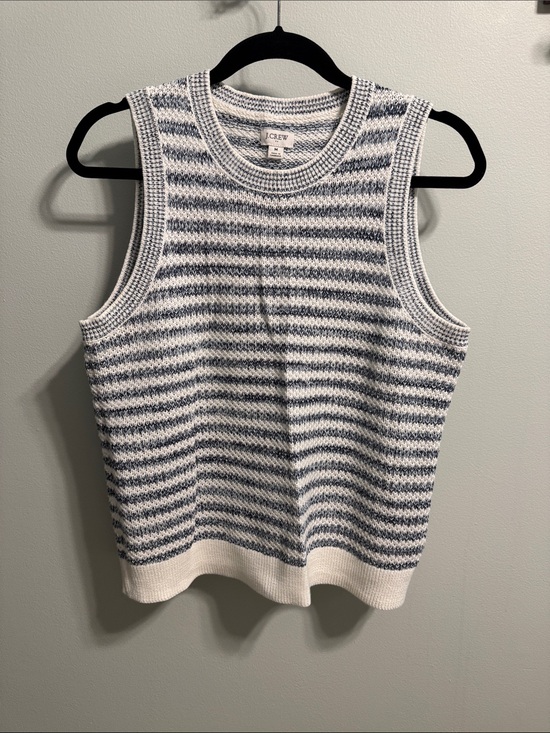 J. Crew Tops - J. Crew Navy and White Striped Knit Sleeveless Sweater